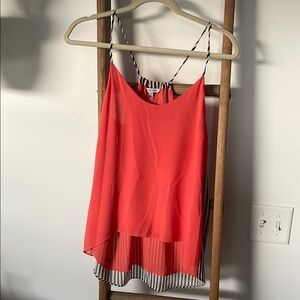 Naked Zebra Orange Pink Asymmetrical Pleated Camisole